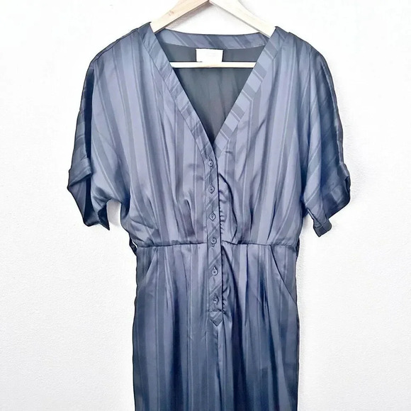 CIEBON | Naya Variegated Tonal Stripe Jumpsuit Black Gray Hutton Front | Size Me - Picture 2 of 9